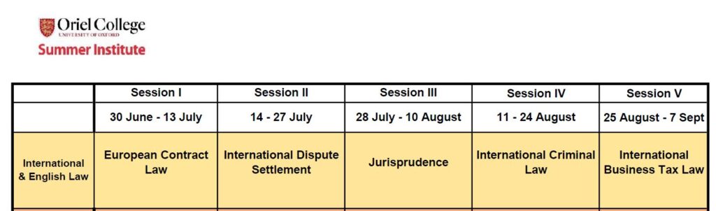 Datas Do Curso De Verão Em Oxford