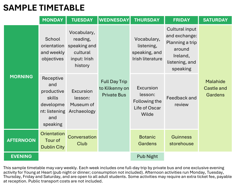 Programa 50mais Na Irlanda Timetable