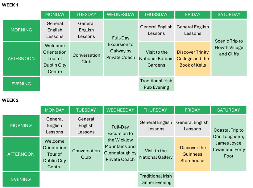 Programação Intercâmbio Prateado Dublin